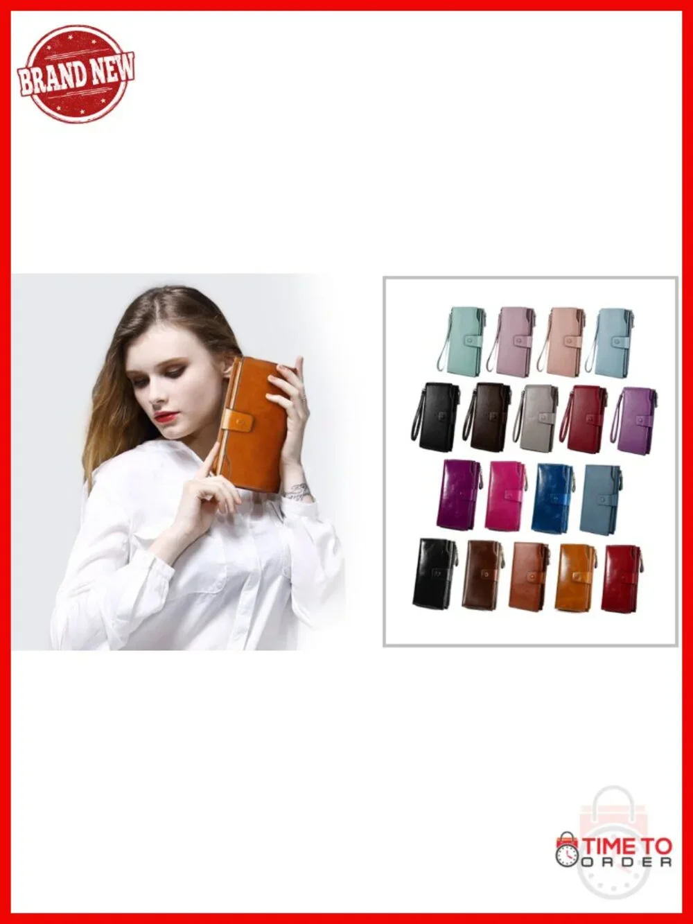 Genuine Leather RFID Blocking Continental Wallet with 21 Card Slots